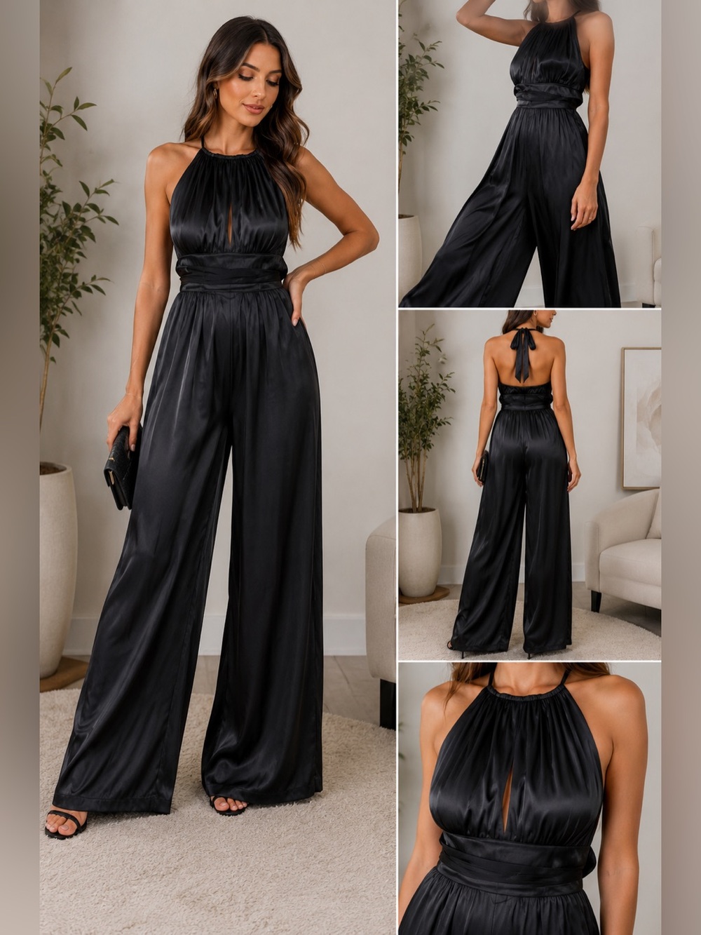 Sugarlips Black Halter Wide-Leg Jumpsuit